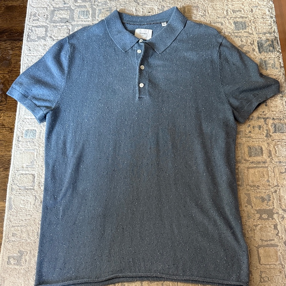 Billy Reid Textured Navy Polo Shirt